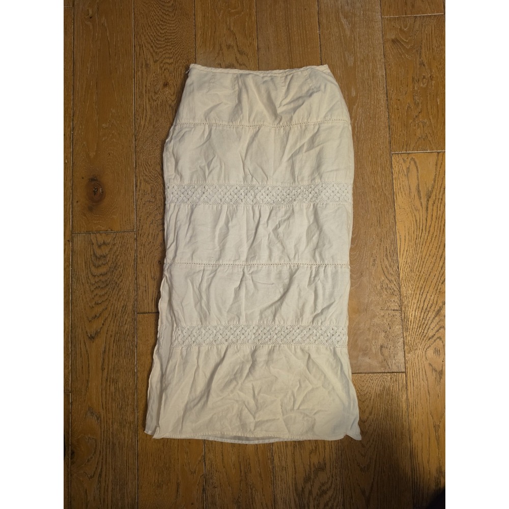 Vintage Y2K White linen/rayon Y2K womens size 6 skirt